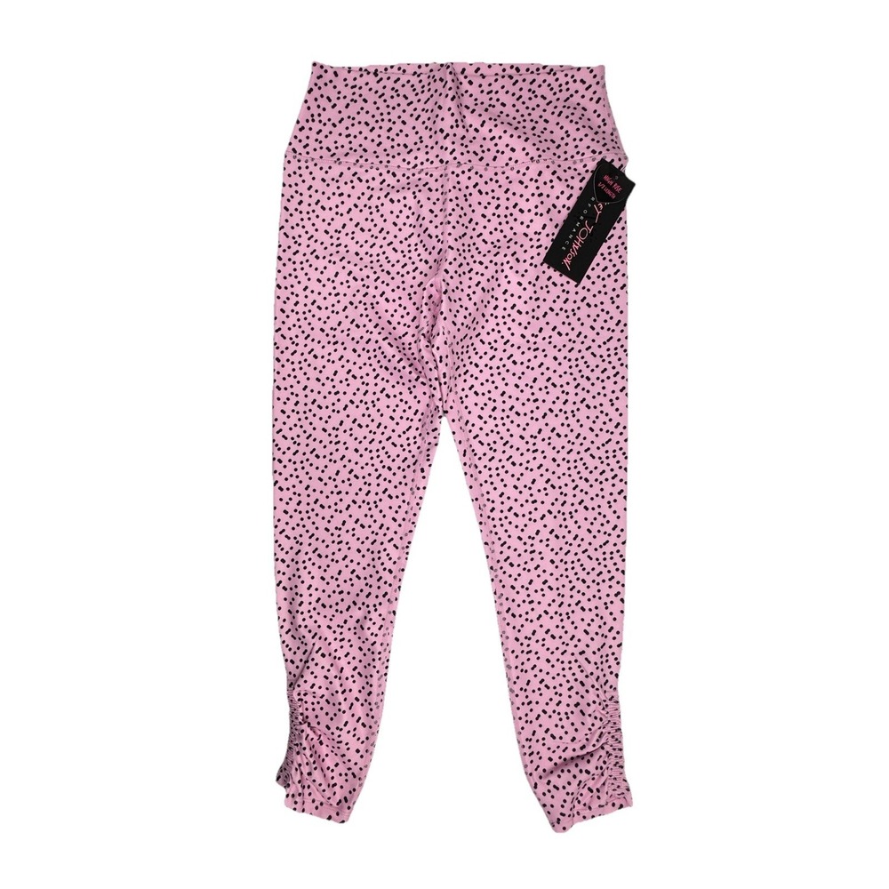 Betsey‎ Johnson Performance Leggings Size Large Bubblegum Pink Polka Dot NWT $58